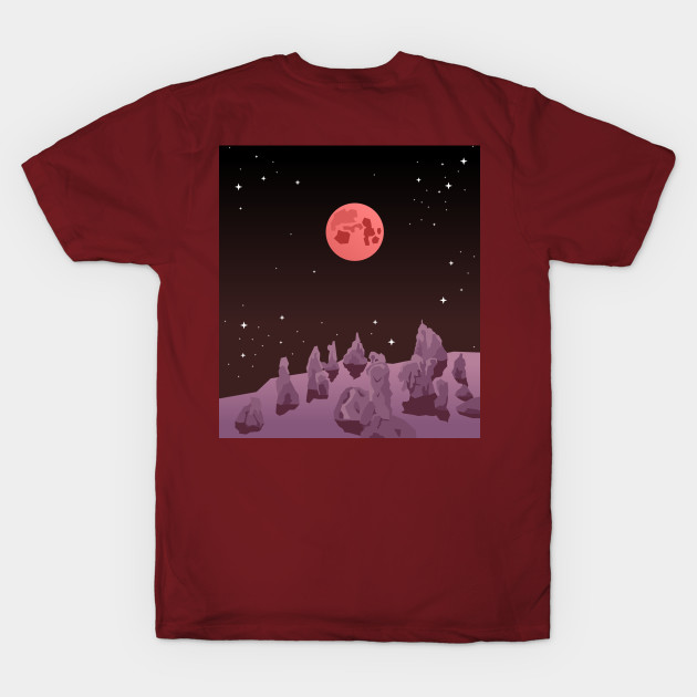 Space view of the red moon by BumbleBambooPrints